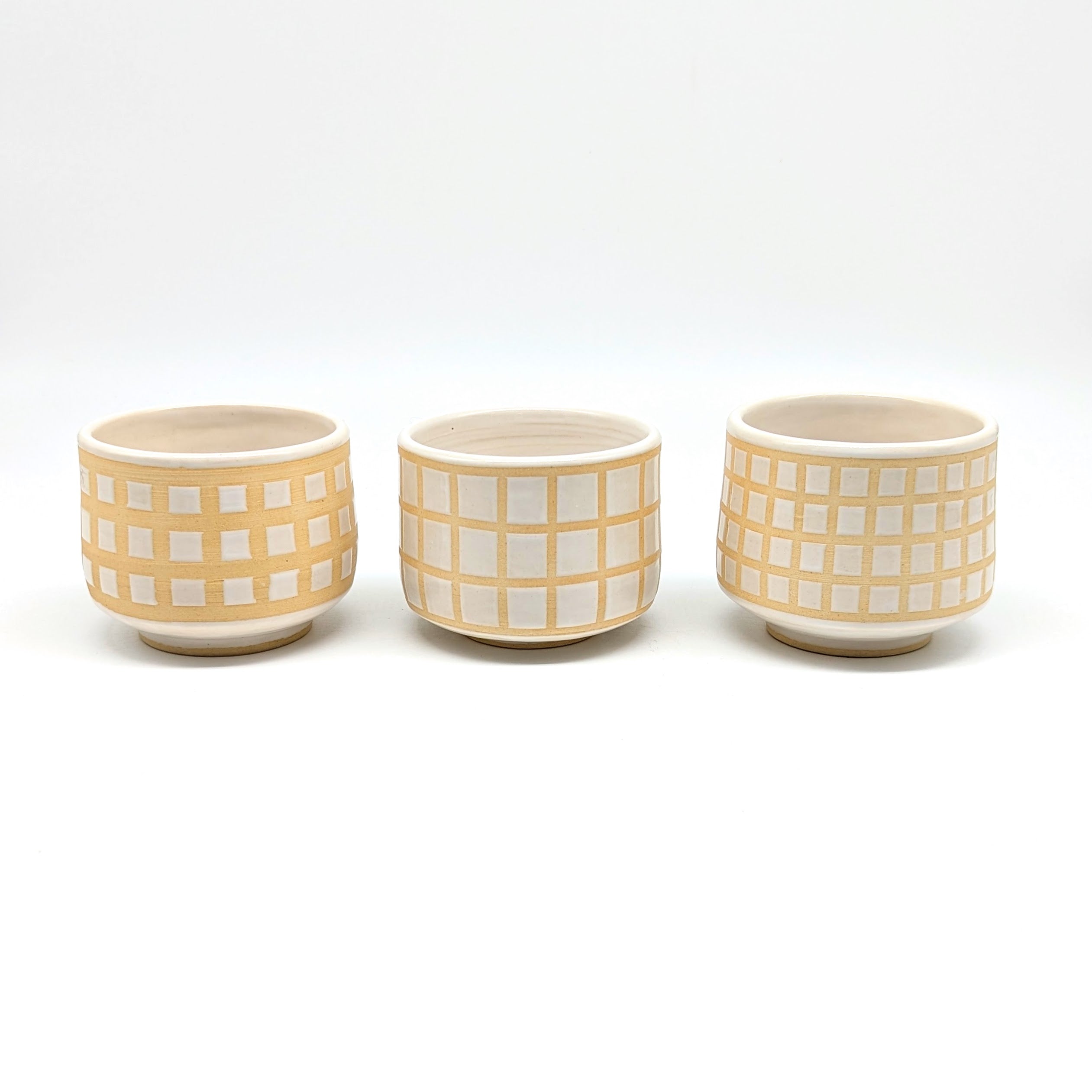 White Grid Chawan