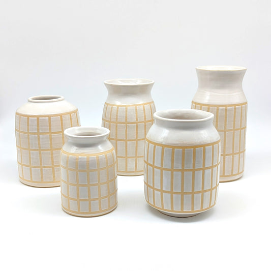 White Grid Vases